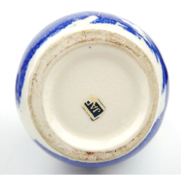 Set Of 2 Vintage Blue & White Ceramic Oil & Vinegar Cruet Pitchers With 1 Lid - Picture 15 of 16